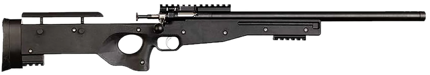 Davey Crickett Crickett KSA2150-BLK .22 LR rifle with 16.10 inch threaded bull barrel and black synthetic adjustable LOP stoc