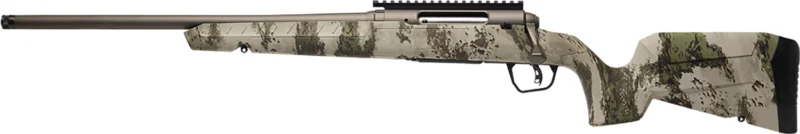 Savage Axis 2 Pro Compact 223 Rem 20 in left-hand rifle with gun metal bronze Cerakote and Woodland camo stock