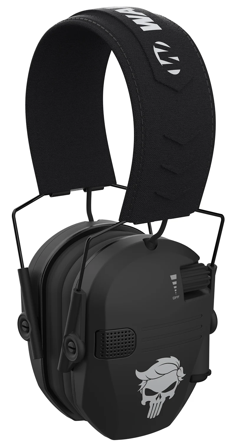 Walkers Razor Merica electronic earmuffs, Punisher and Donald Trump design, black, 23 dB NRR