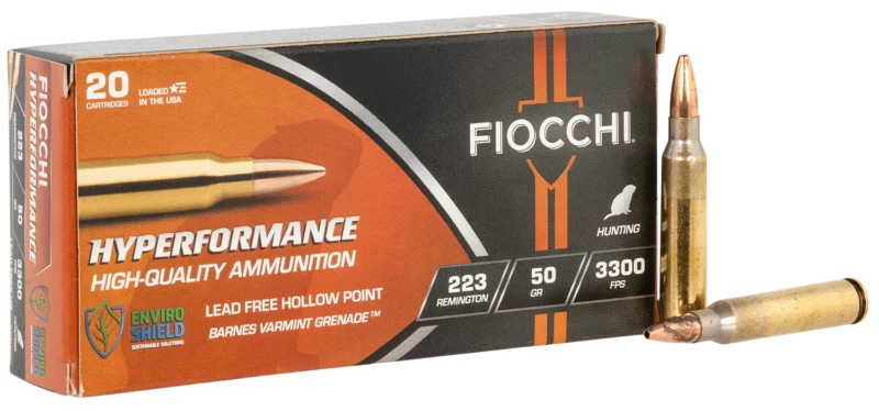 Fiocchi Hyperformance .223 Rem 50Gr hollow point ammunition box