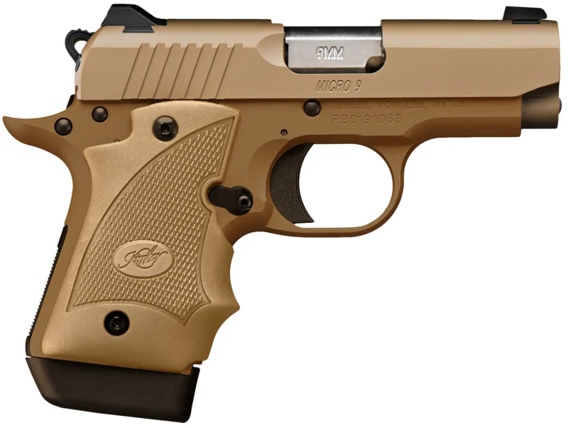 Kimber Micro 9 Desert Range 9mm 3.15in pistol with KimPro stainless slide and desert tan grips