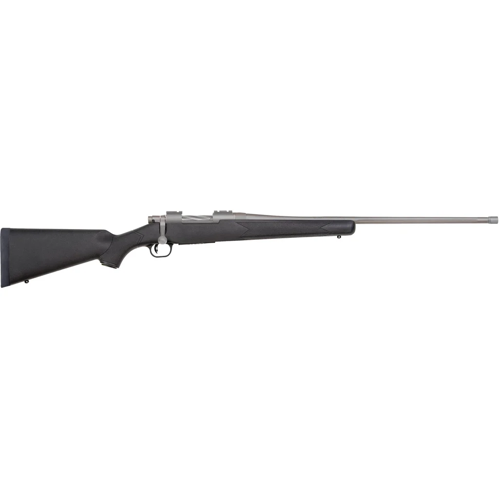 Mossberg Patriot 6.5 PRC 24in bolt-action rifle with Cerakote stainless finish and black synthetic stock