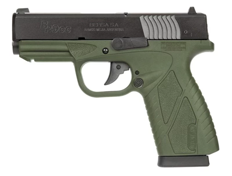 BERSA BPCC 9mm pistol OD green polymer frame black slide 3.3-inch barrel
