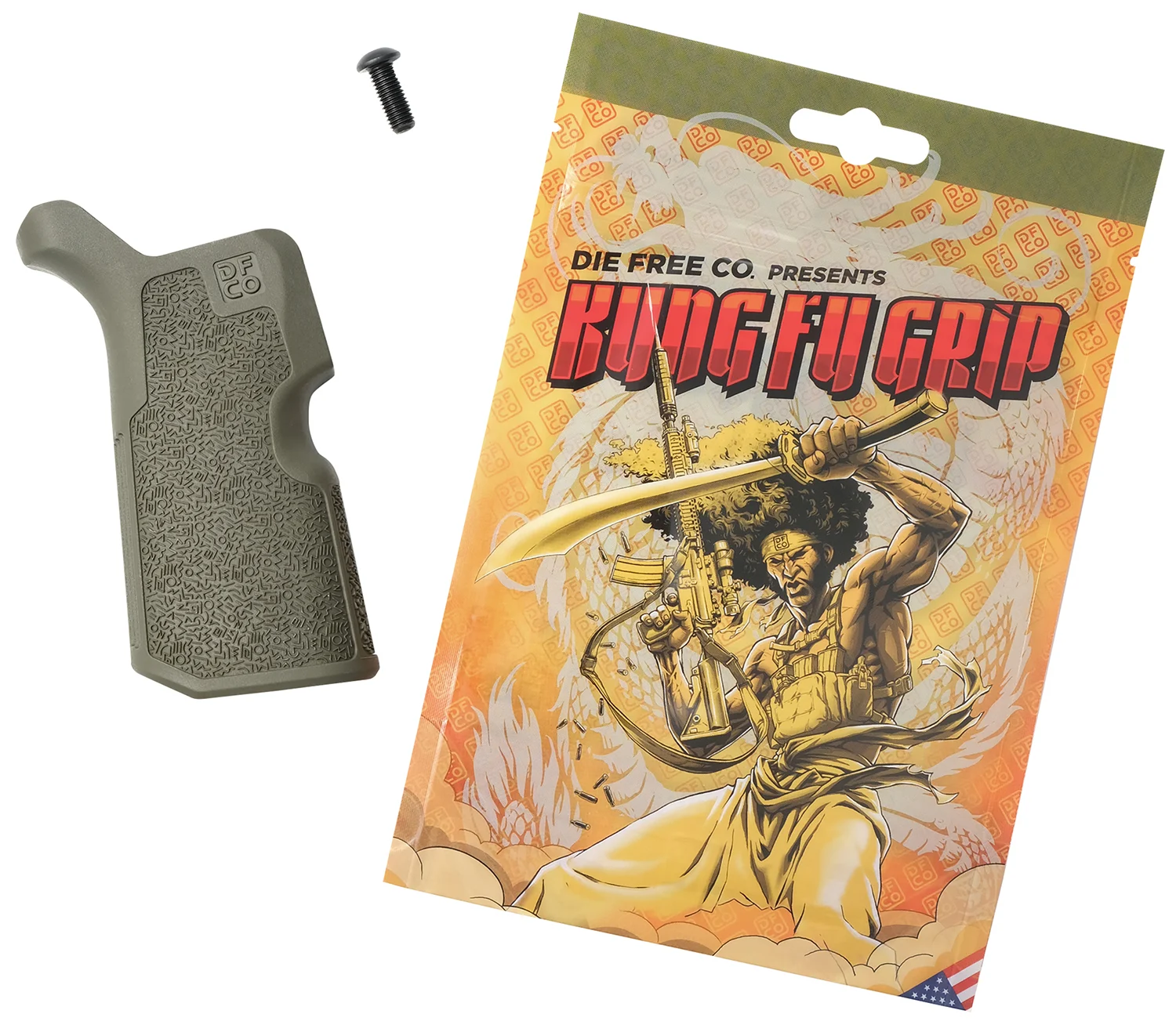 Die Free Kung Fu Grip 12 Degree OD Green AR-15 AR-10 fiber reinforced nylon