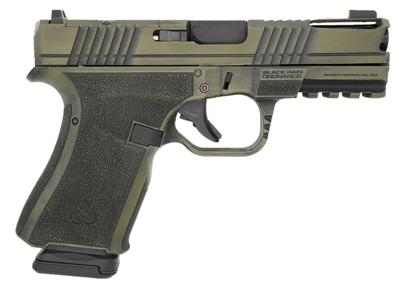 Black Rain Ordnance Frontline+ compact 9mm Bazooka Green Battleworn pistol