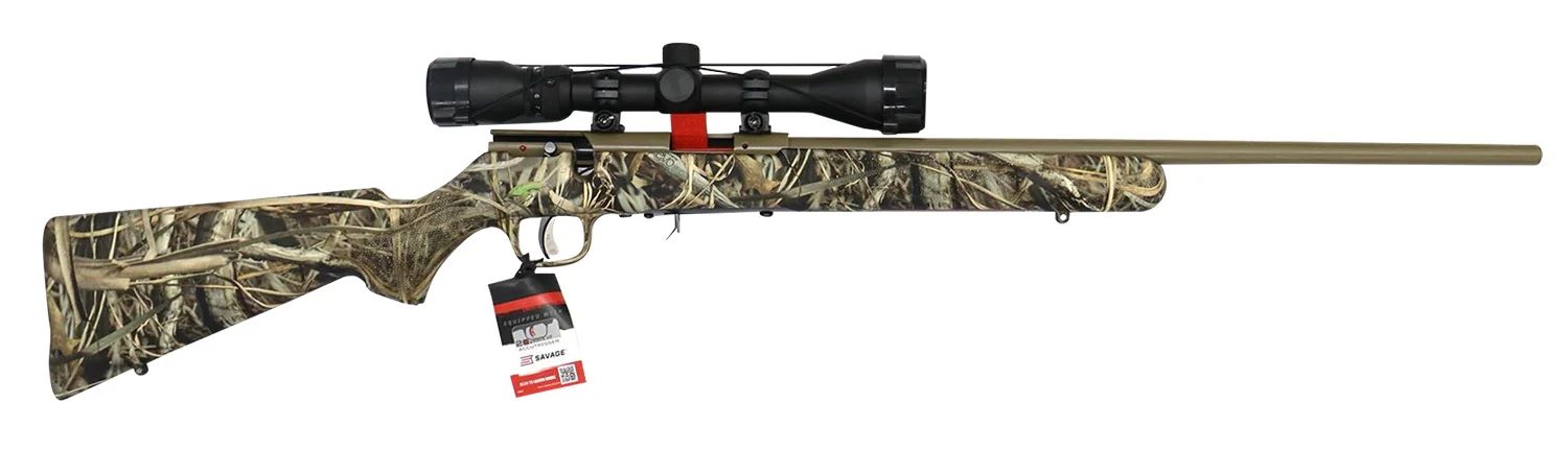 Savage 93 XP brush camo bolt-action rifle with factory-mounted 3-9x40 scope (.22 WMR, 10rd)