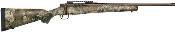 Mossberg 28254 Patriot Predator Full Size 350 Legend 4+1 20" Patriot Brown Cerakote Fluted Threaded Barrel, Patriot Brown Cerakote Receiver w/Picatinny Rail, Fixed TrueTimber Strata Synthetic Stock