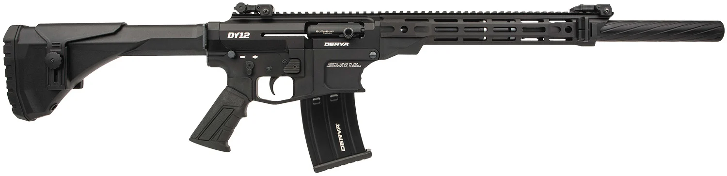 Derya DY12 12 Gauge semi-auto shotgun, 20 inch barrel, black anodized finish