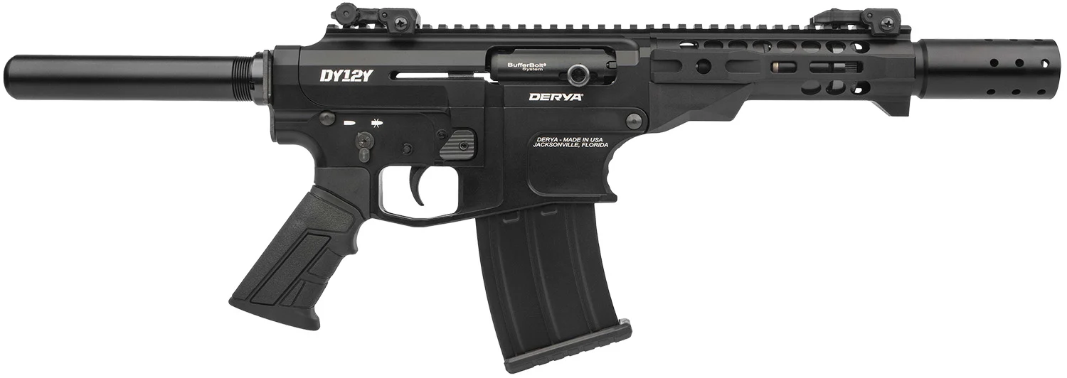 Derya DY12Y 12GA semi-auto shotgun with 11-inch threaded barrel and black finish
