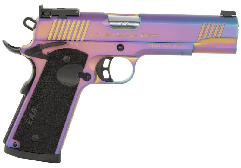 EAA Girsan MC1911 45 ACP 5-inch stainless bull barrel multi-color PVD finish