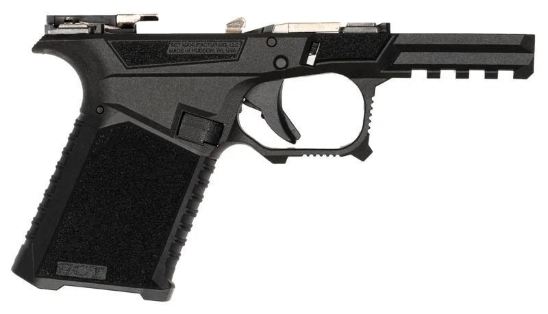 SCT 19 overmold frame assembly in black, compatible with Glock 19, 9mm