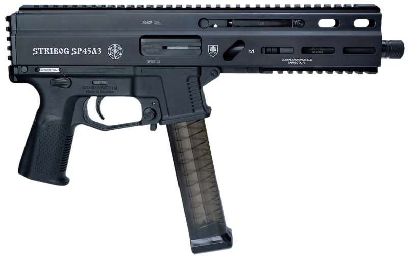 Grand Power Stribog SP45A3 .45 ACP pistol 8 inch threaded barrel black