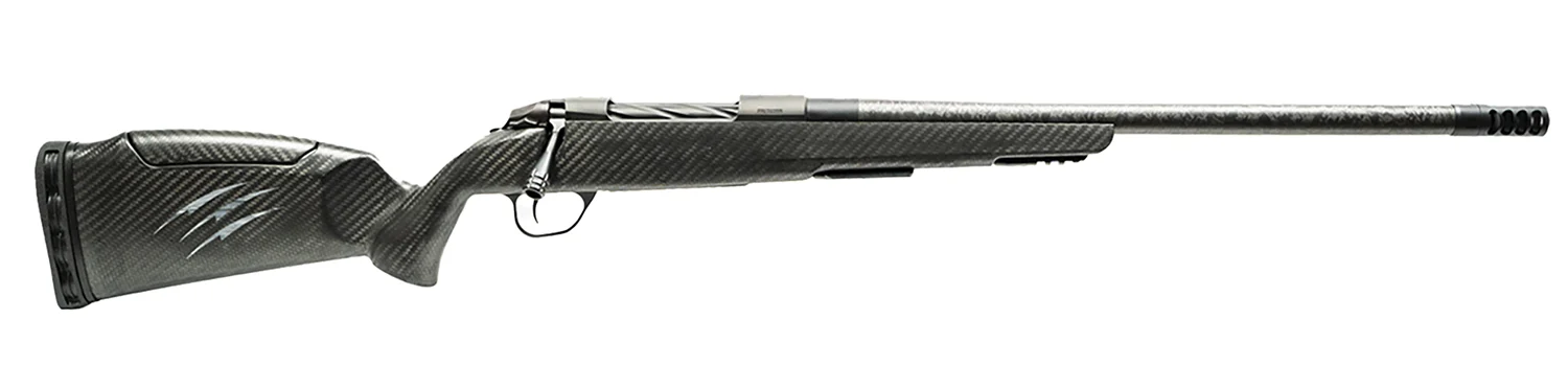 Fierce Firearms CT Rage Long Range rifle showing carbon fiber barrel and radial muzzlebrake