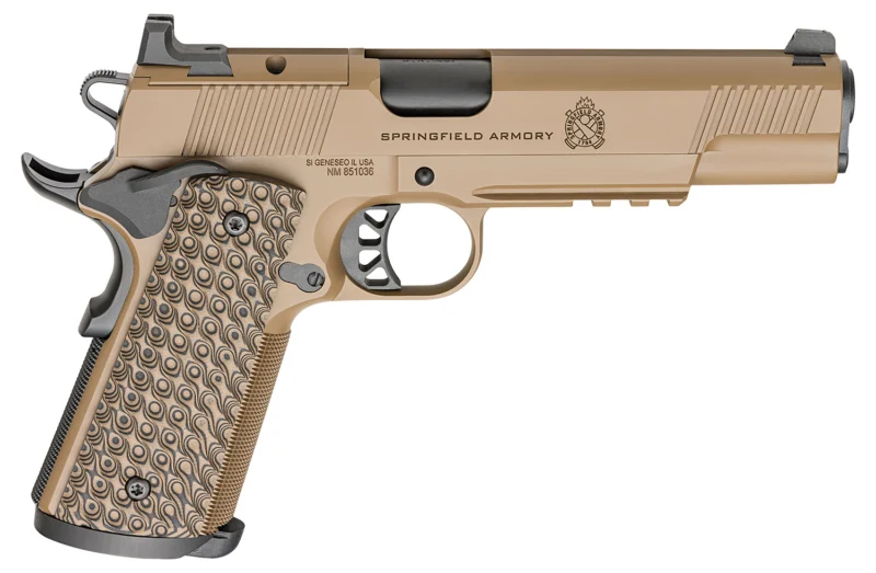 Springfield Armory 1911 TRP AOS 9mm 5in Coyote Brown pistol, optics-ready, VZ G10 grips