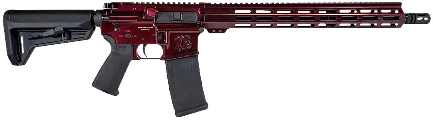 Shark Coast Tactical Blaze 5.56 NATO AR-15 with red Blaze Cerakote, 16-inch threaded barrel