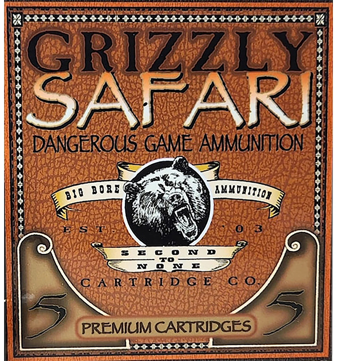 Grizzly Ammo 500-416 Nitro Express 400gr solid brass ammunition, 5 rounds per box