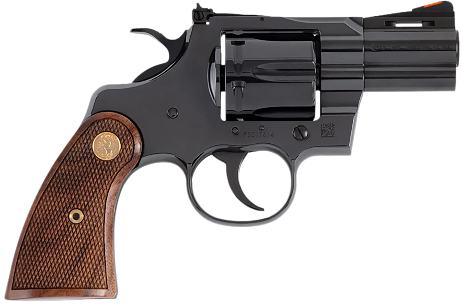 Colt Python .357 Magnum 2.5 inch blued revolver with walnut grips and 6-round cylinder