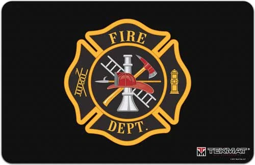 TekMat Armorers Bench Mat 11x17 Firemans Shield, soft polyester top and neoprene backing