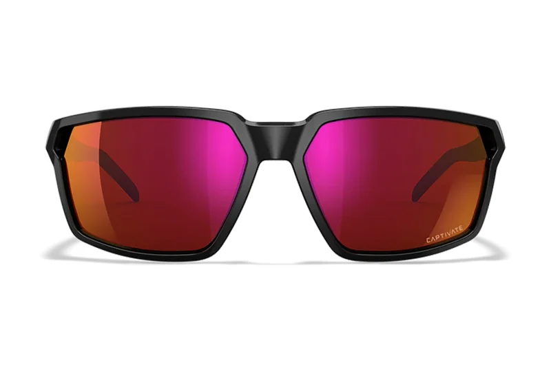Wiley X Sierra AC6SRA06 M/L safety glasses with red mirror lens and gloss black frame