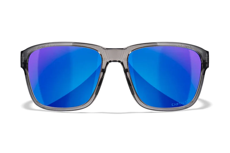 Wiley X Trek AC6TRK09 M/L blue mirror polycarbonate lens safety glasses with gloss crystal dark gray frame
