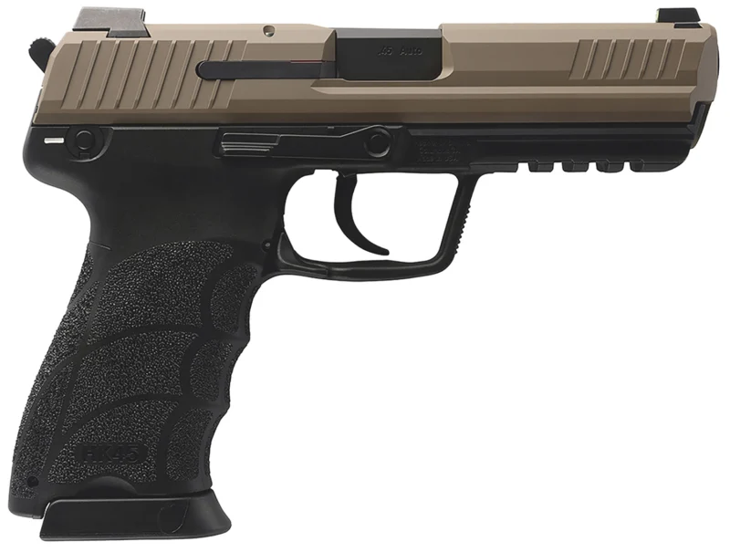 Heckler & Koch HK45 V1 45 ACP 4.46-inch FDE Cerakote pistol side view