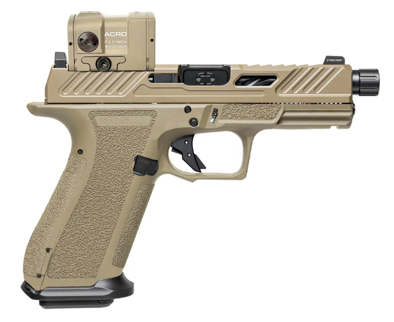 Shadow Systems XR920 9mm FDE pistol with optic-cut slide and 4.50 inch barrel