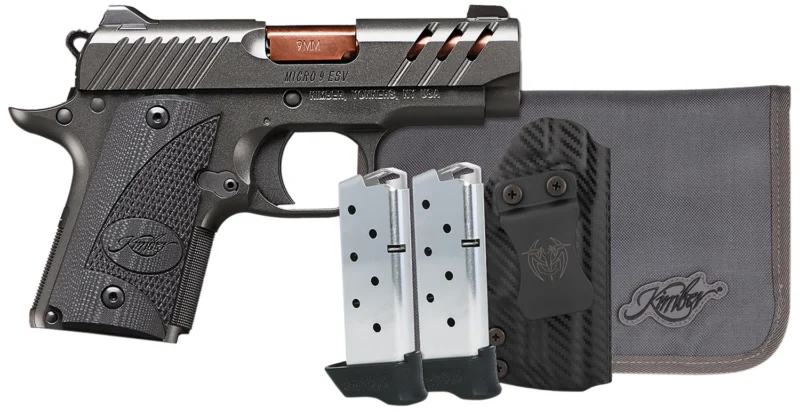 Kimber Micro 9 with Rose Copper TiN barrel, KimPro II Gray slide, and black G10 grips
