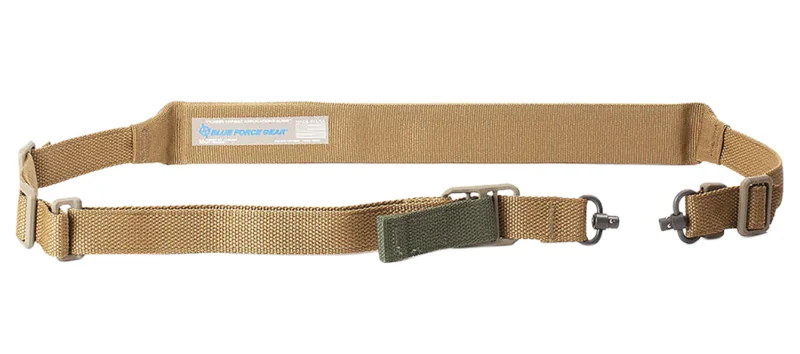 Blue Force Gear Vickers 2-to-1 padded rifle sling in Coyote Brown, Cordura, adjustable 57-67 inches