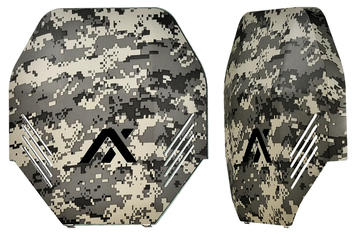 AXIL MX Plate polymer earmuff set in digital camouflage, over-the-head
