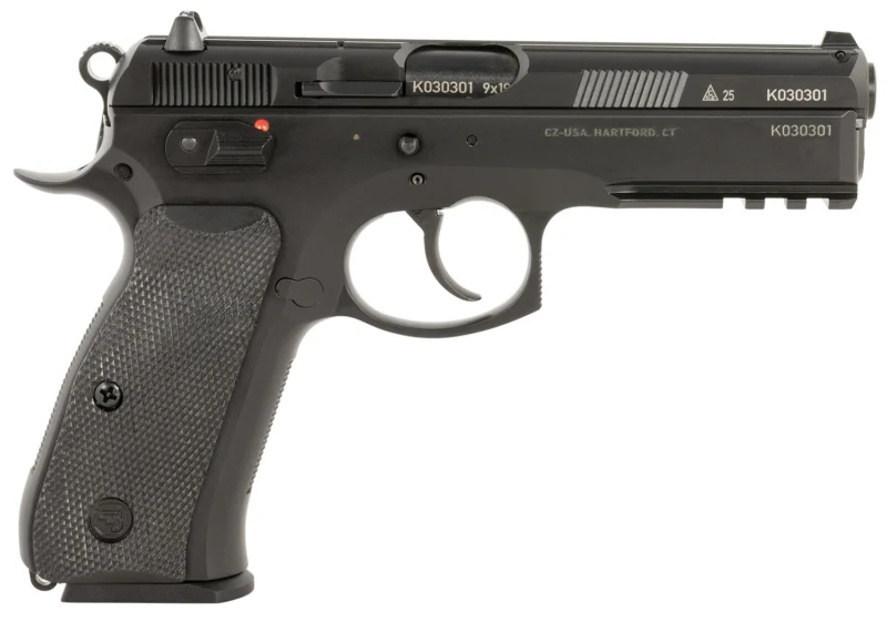 CZ-USA CZ 75 SP-01 50th Anniversary 9mm pistol, black Polycoat, black rubber grips, 4.60 in barrel