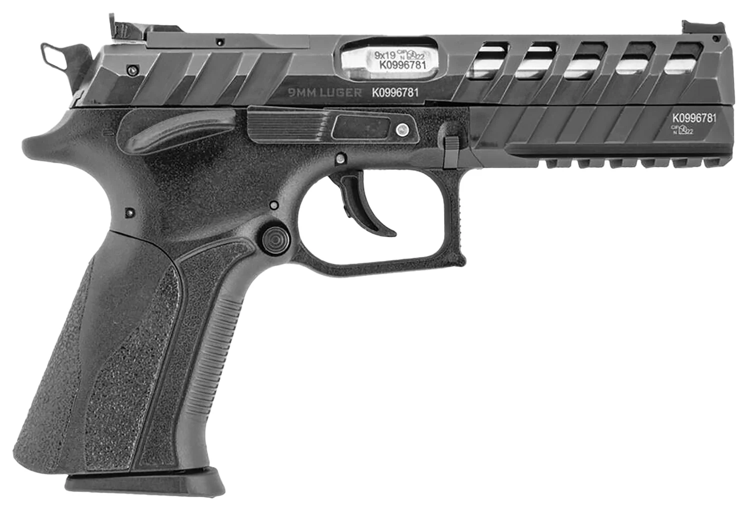 Grand Power X-Calibur CO Mk23 Match 9mm Luger 4.80 in stainless barrel optic-cut slide black frame