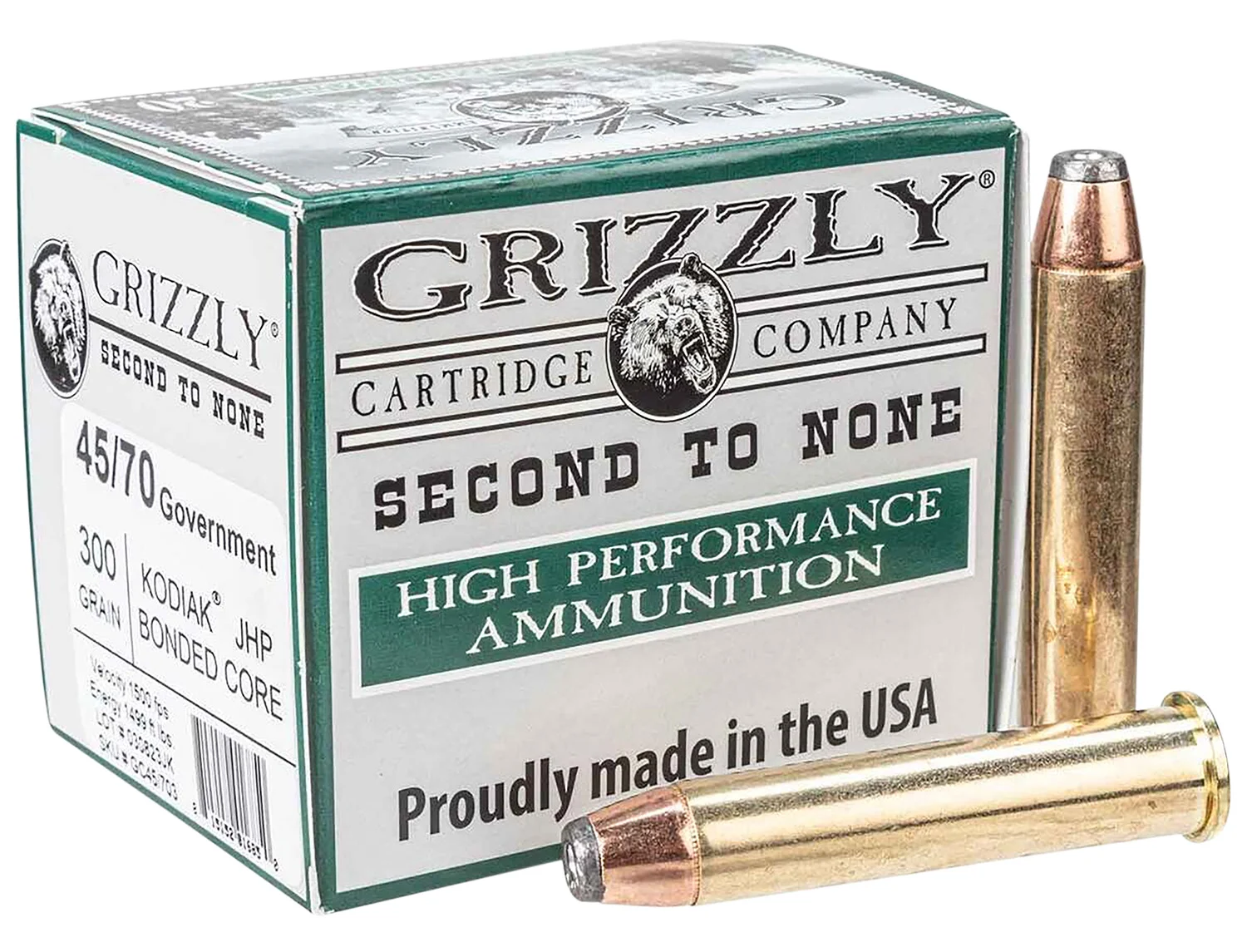 Grizzly Ammo GC45/703 45-70Gov 300gr Jacketed Hollow Point 20 Per Box/10 Case zzly GC45/703 45-70Gov 300gr Jacketed Hollow Point 20 Per Box/10 Case Ammo