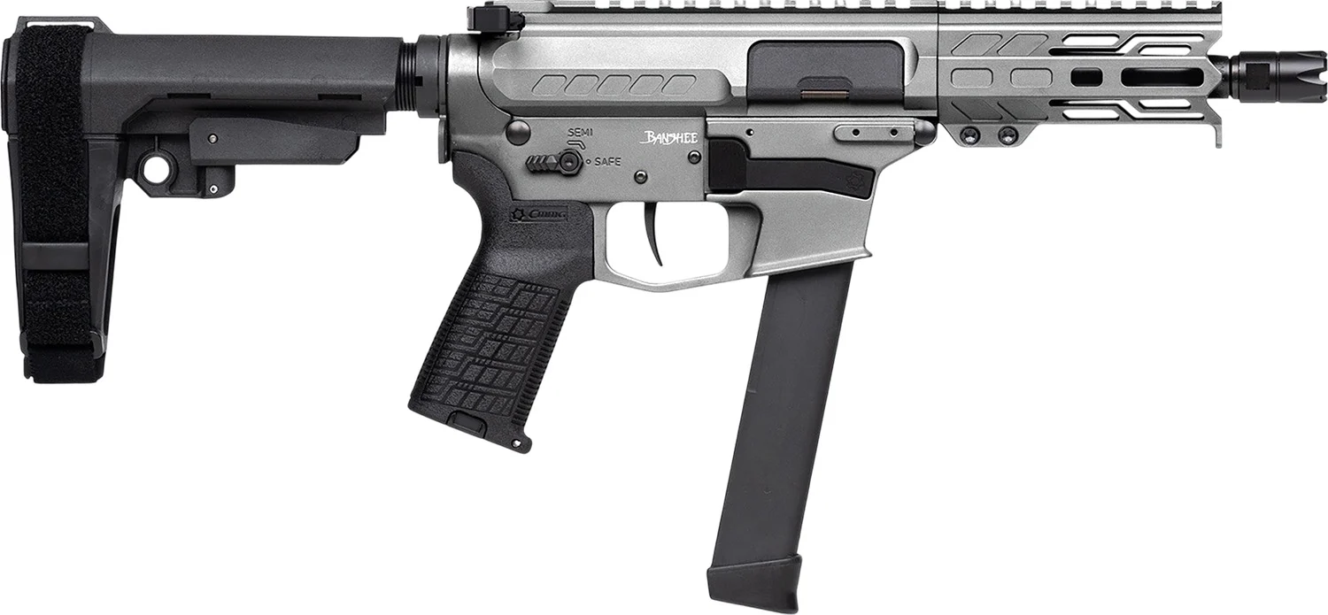 CMMG Banshee MkGs 9mm pistol 5-inch threaded barrel tungsten Cerakote with RipBrace