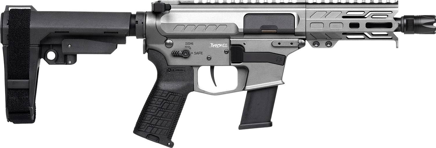 CMMG Banshee MkG .45 ACP pistol, 5-inch threaded barrel, Tungsten Cerakote finish, CMMG RipBrace