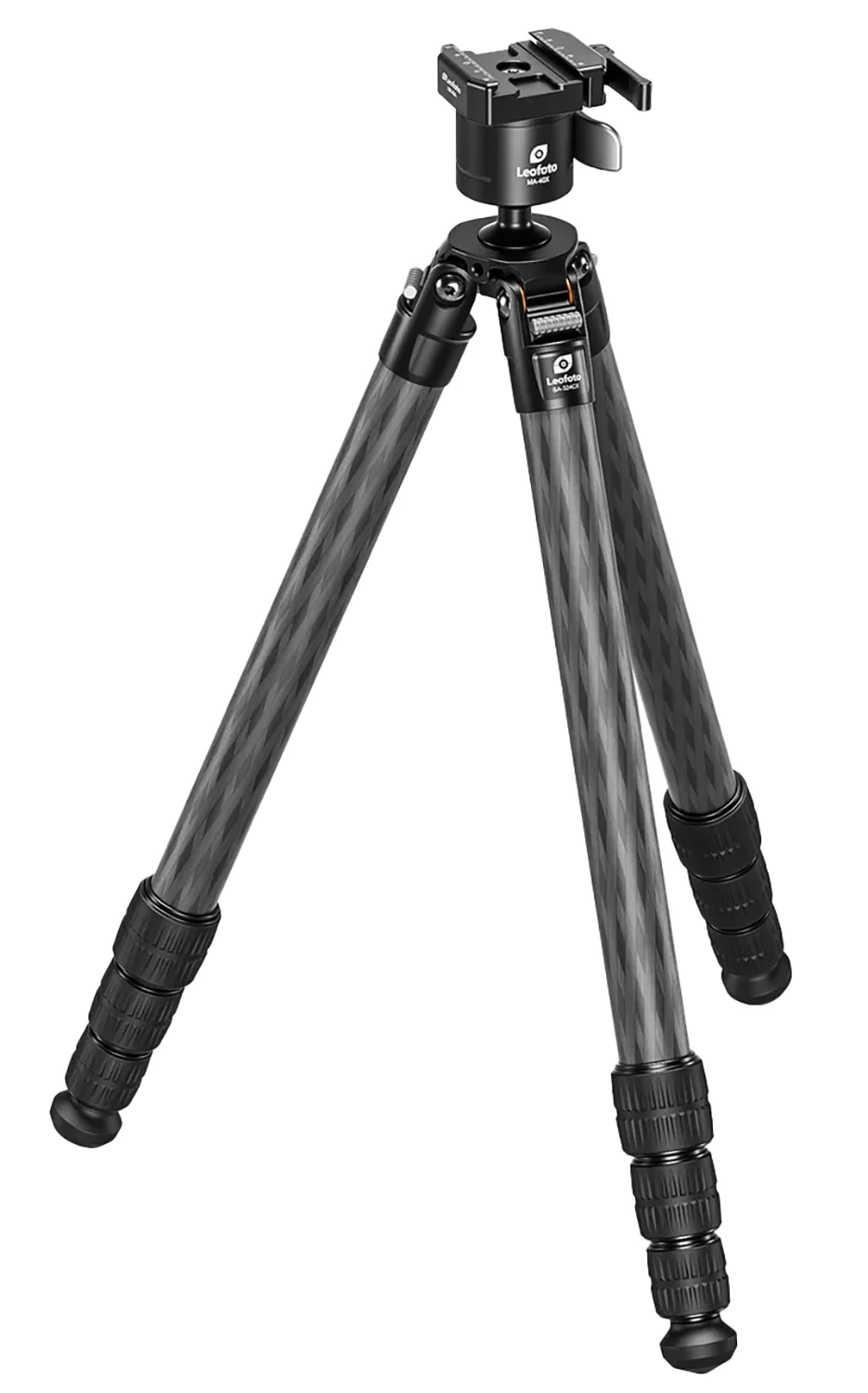 Leofoto SA-324CX+MA-40X carbon fiber tripod in black with three legs