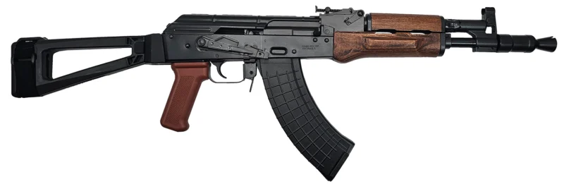 Pioneer Arms Hellpup AK pistol 7.62 x 39mm with SB Tactical AKTF folding triangle brace and laminated wood furniture