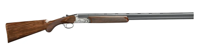 Rizzini Aurum EVO 12 gauge 28 inch over-under vent rib shotgun with engraved receiver and Turkish walnut stock