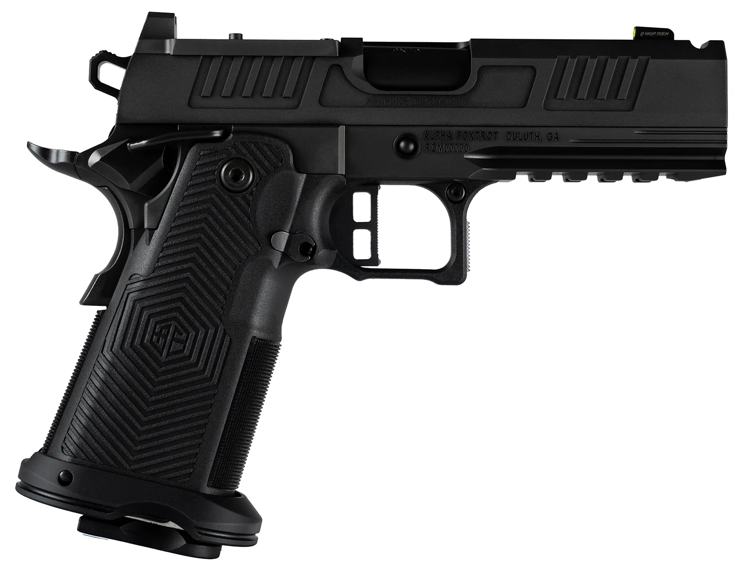 Alpha Foxtrot AF1911-Romulus 9mm 4.25in ported bull barrel DLC black handgun
