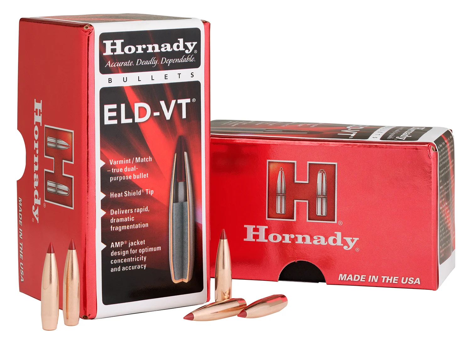 Hornady ELD-VT .224 69 gr jacketed polymer-tipped bullets 100 count box