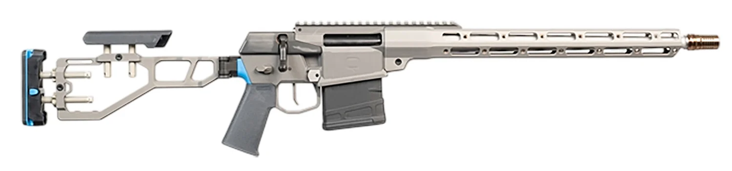 Q LLC The Fix .308 Win 16" bolt-action rifle with blue accents, Picatinny rail and M-LOK handguard