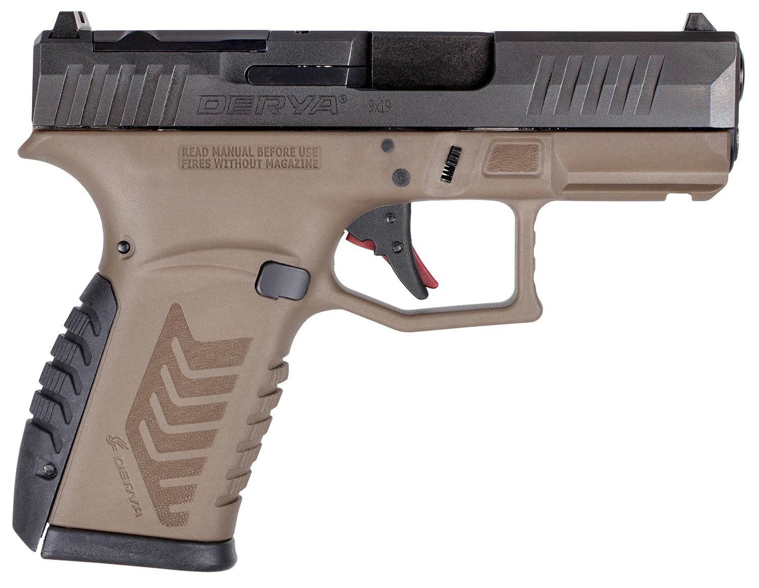 Derya DY9Z 9mm polymer-frame sub-compact pistol Barrett Brown/Black 3.5 inch barrel