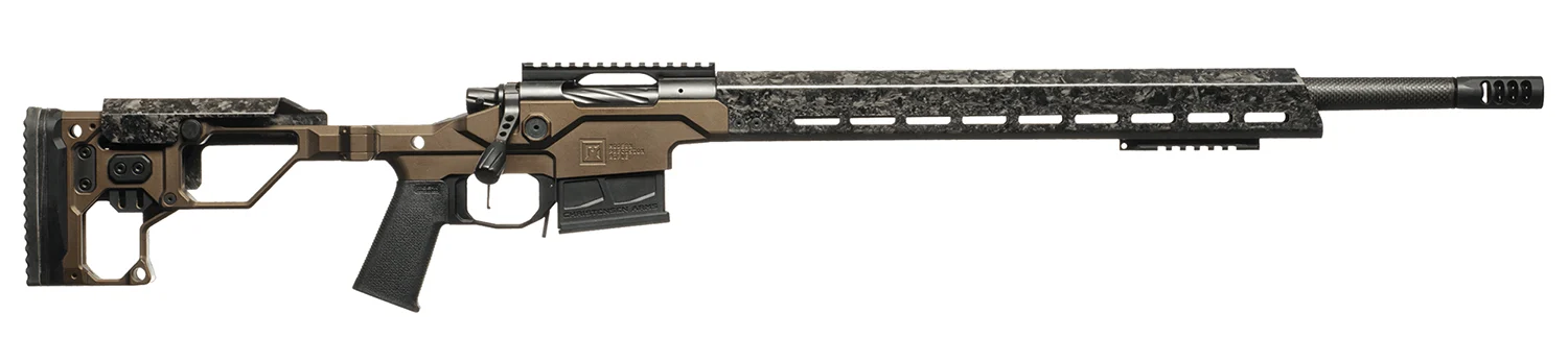 Christensen Arms MPR 25 Creedmoor 24-inch carbon fiber-wrapped barrel folding adjustable aluminum chassis desert brown