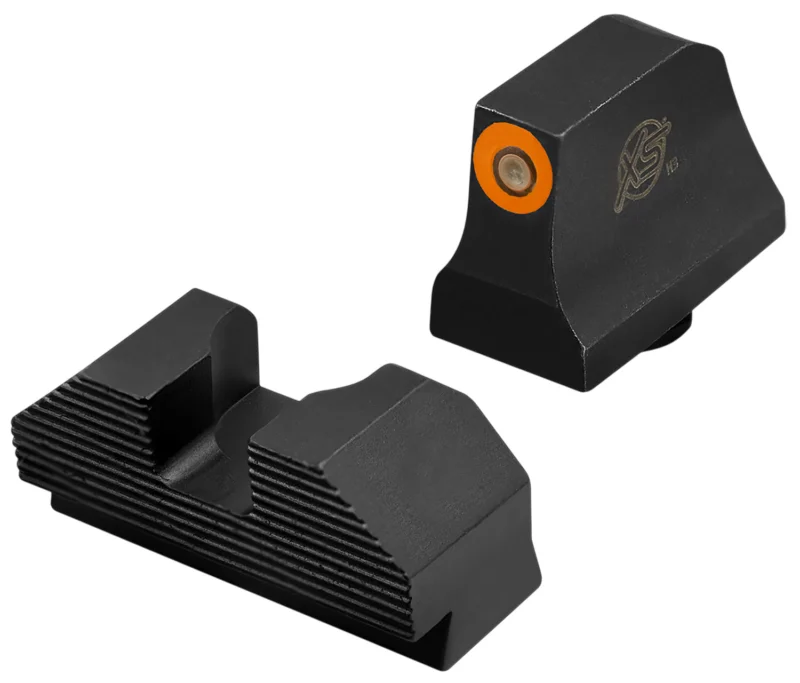 XS Sights Minimalist Suppressor Night Sights for Glock with orange tritium front and black oxide frame