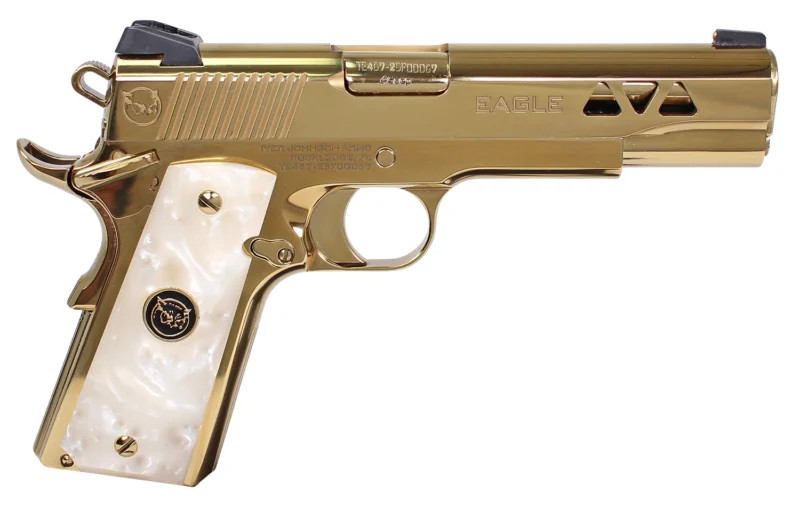 Iver Johnson Golden Eagle .45 ACP polished gold semi-automatic pistol