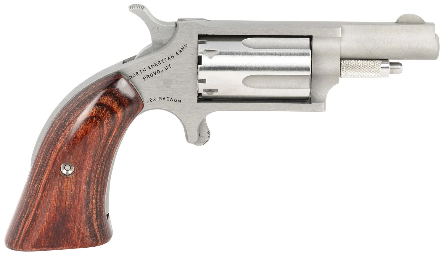 North American Arms 22MGBG mini-revolver .22 WMR 1.63 inch stainless barrel wood boot grip