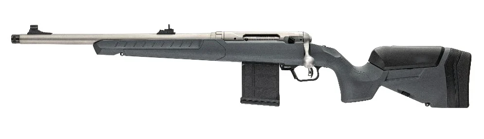 Savage 110 Ridge Hunter left-hand .350 Legend rifle with 18 inch barrel and gray synthetic stock