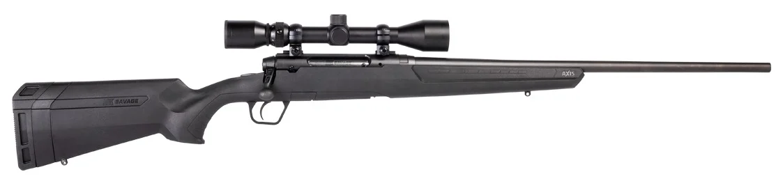 Savage Axis XP .350 Legend bolt-action rifle with 18 inch barrel, black synthetic stock and Weaver 3-9x40mm scope