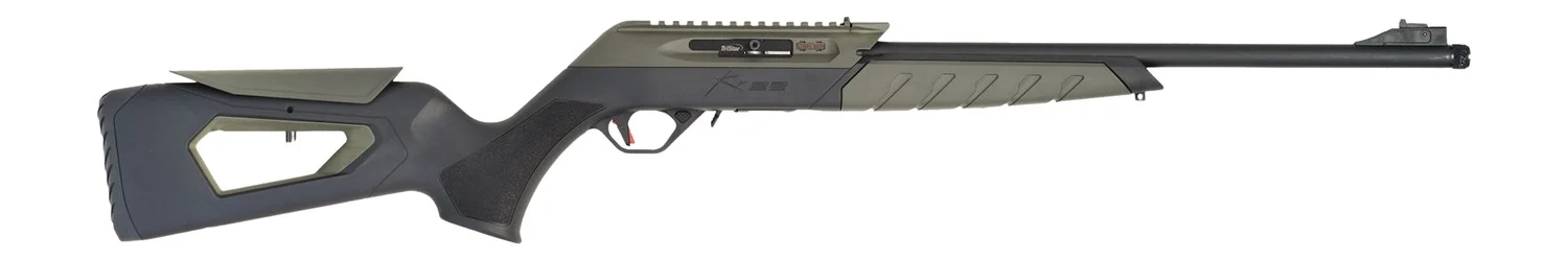 TriStar Arms KR22 .22 LR rifle with OD green synthetic stock, threaded barrel and Picatinny rail