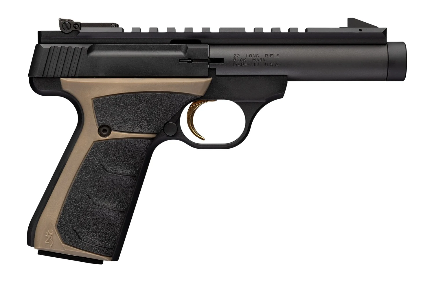 Browning Buck Mark Field Target Micro .22 LR 4.4in pistol with FDE UFX grip and Picatinny rail
