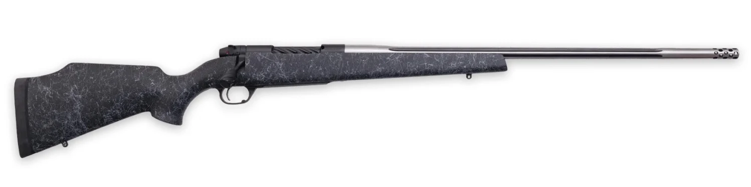Weatherby Mark V Accumark 25 WBY 24-inch rifle with brake and hand-painted stock